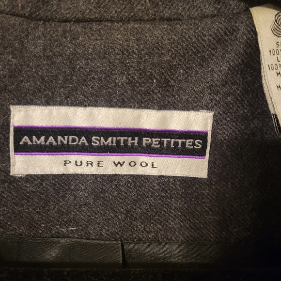 Amanda Smith Petites Women's Gray Double-Breasted Pure Wool Blazer. Size 10P - Picture 5 of 7
